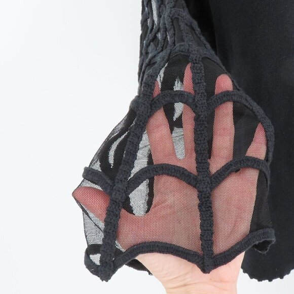 Michael Simon Women Small Rhinestone Spider Sheer Spiderweb Cardigan Sweater - Picture 4 of 9